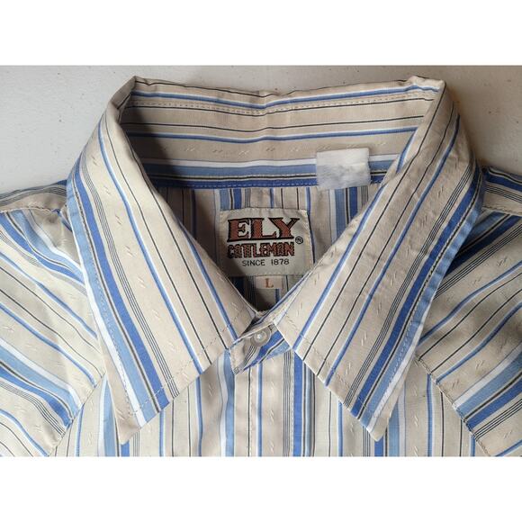 LOT OF 2 Ely Cattleman Pearl Snap Shirts Men’s Large Long Sleeve Cowboy - Picture 14 of 16